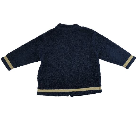 Hanna Andersson Sherpa‎ Fleece Full Zip Jacket Boys 80 18-24 Months Navy Blue - Picture 2 of 8